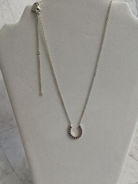 Horseshoe Pendant Necklace in Silver Tone - Women Jewelry